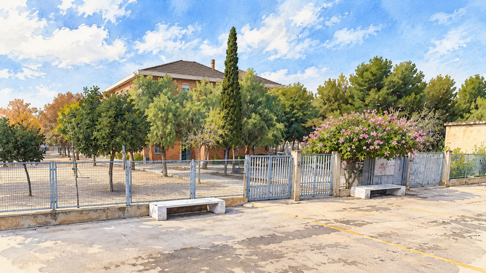 Il·lustració original de l’entrada del CEIP Jaume I